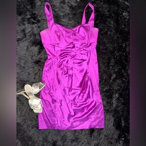 Elegant Satin Purple Women's Dress